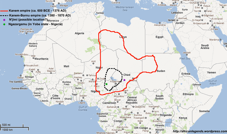 Kanem-Bornu-rijk door de eeuwen heen.